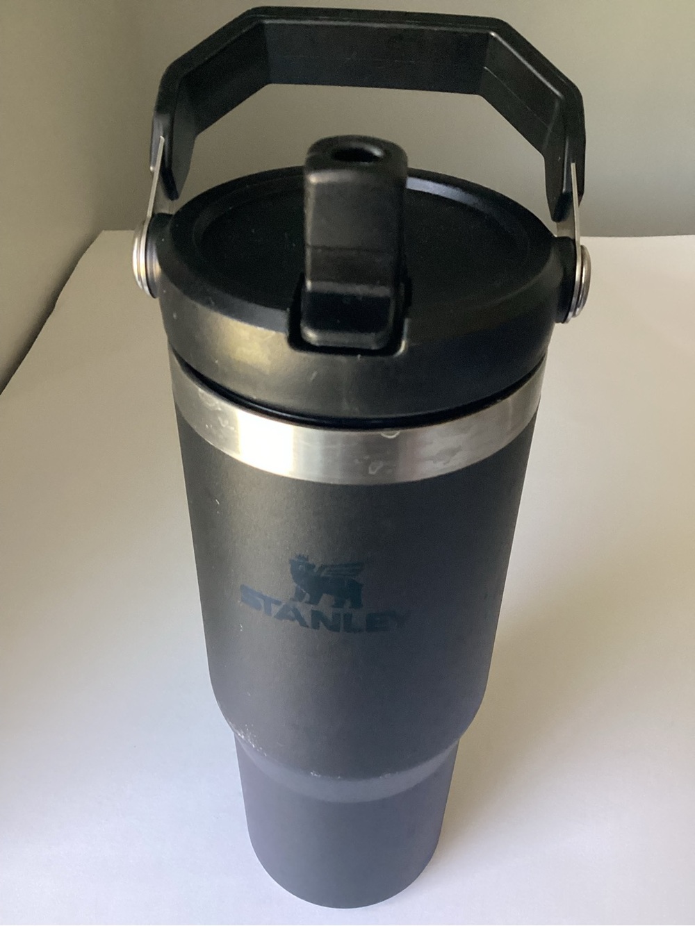 Stanley Matte Black Insulated Water Bottle with Silver Accent